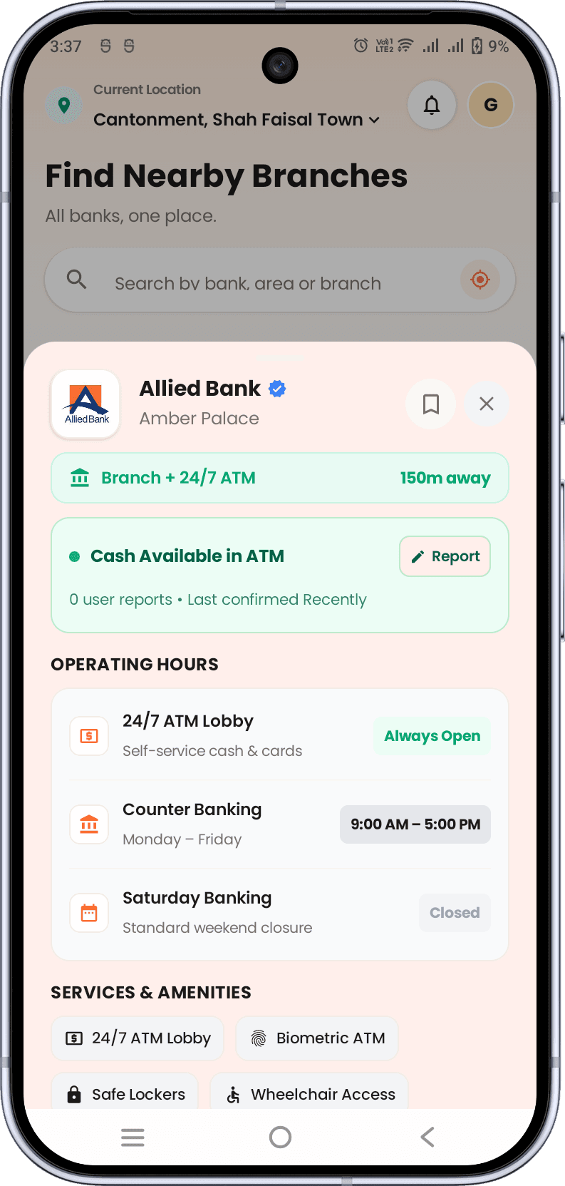 Branch cash status