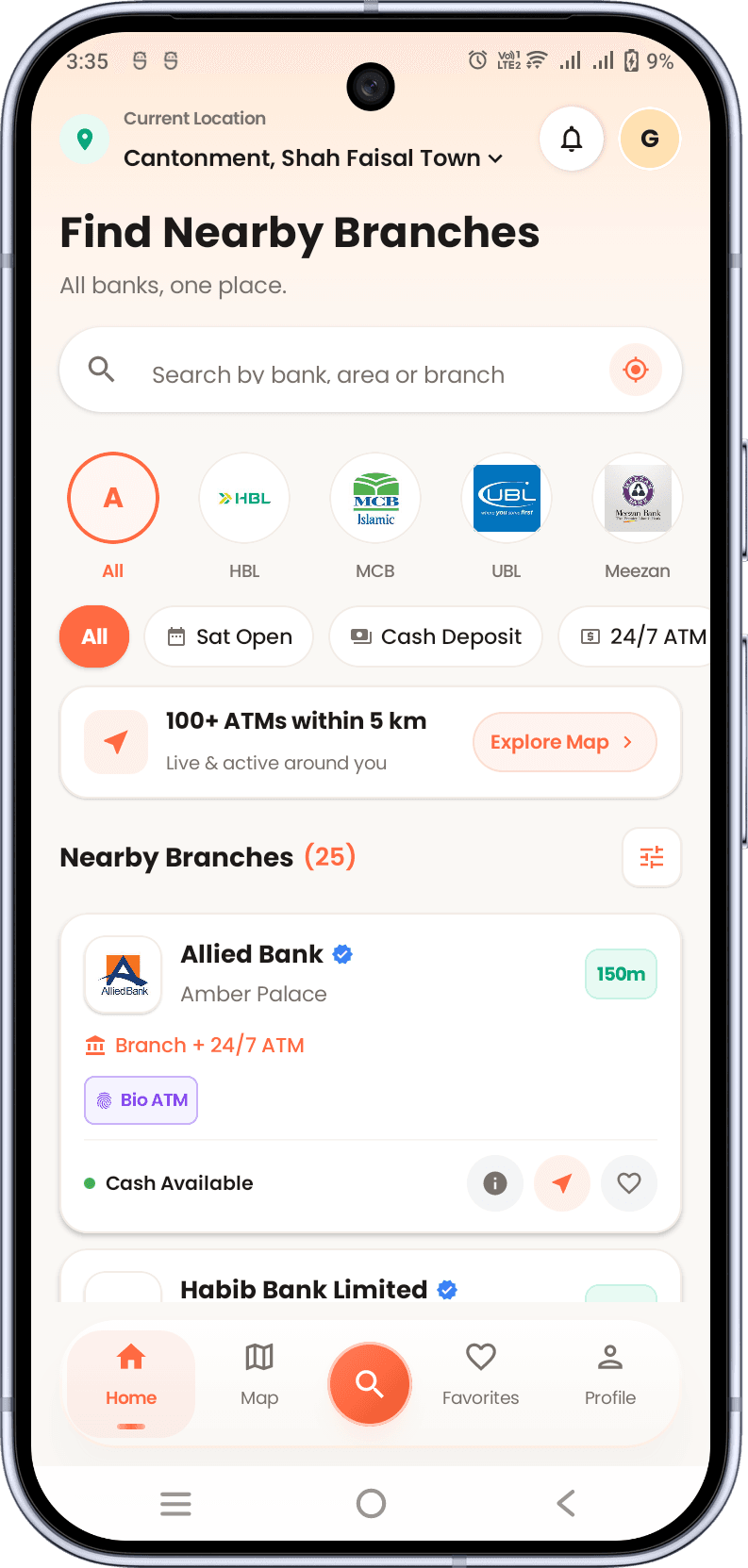 ATM Finder dashboard