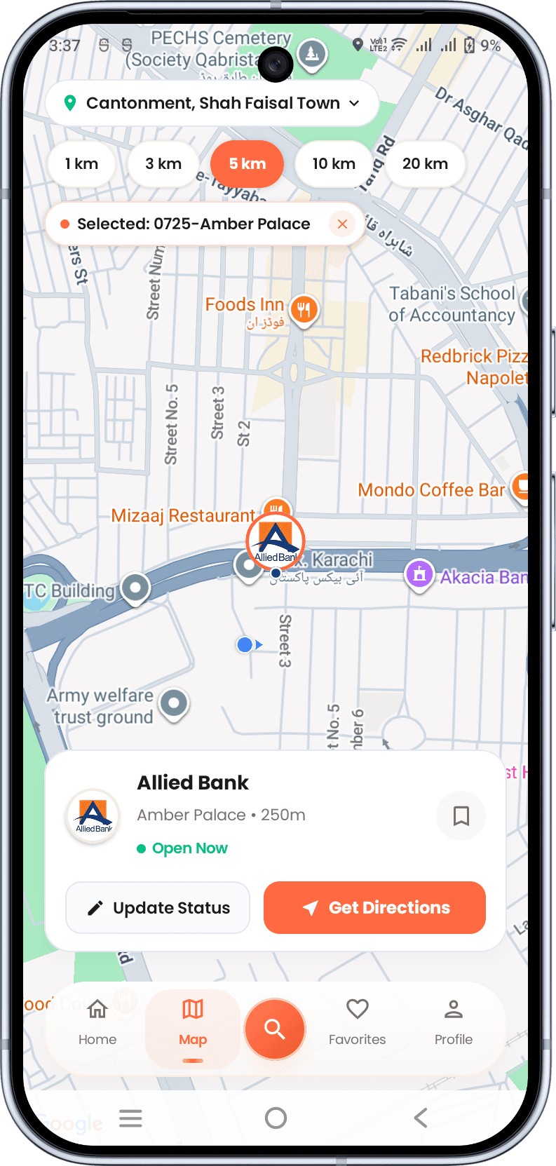 Map with ATM pin